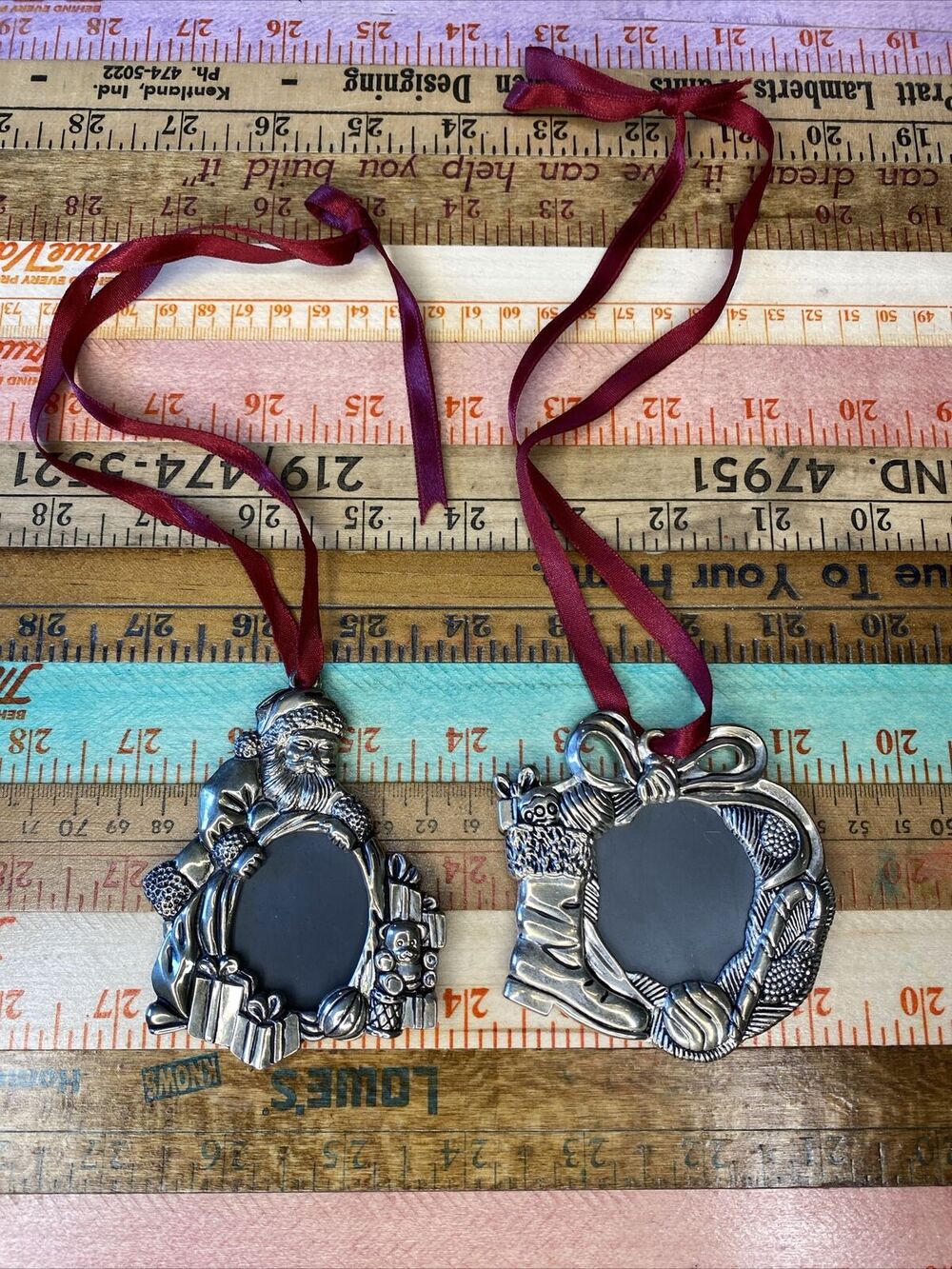 Gorham Silver Plate Christmas Ornament Picture Frame Hanging Tree Decor FLAW.